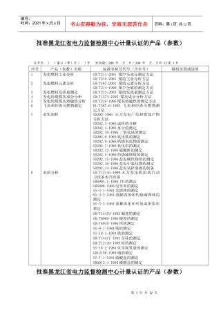 批准________计量认证的产品（参数）