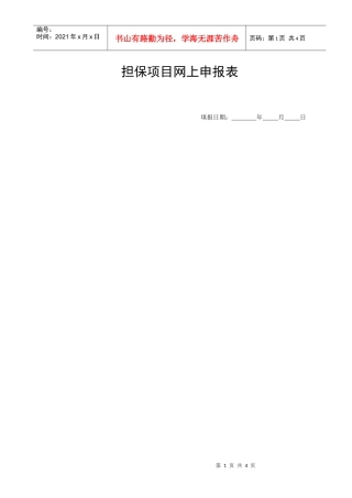 担保项目网上申报表（范例）