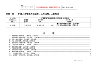 护理人员工作质量标准、工作流程、岗位职责