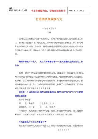 打造团队高效执行力
