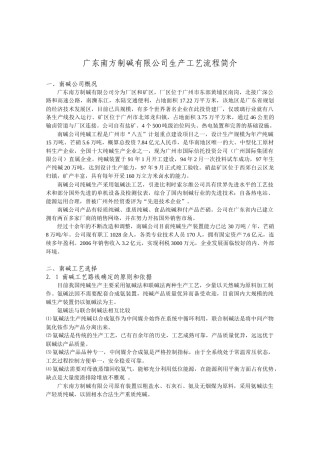 广东南方制碱有限公司生产工艺流程简介