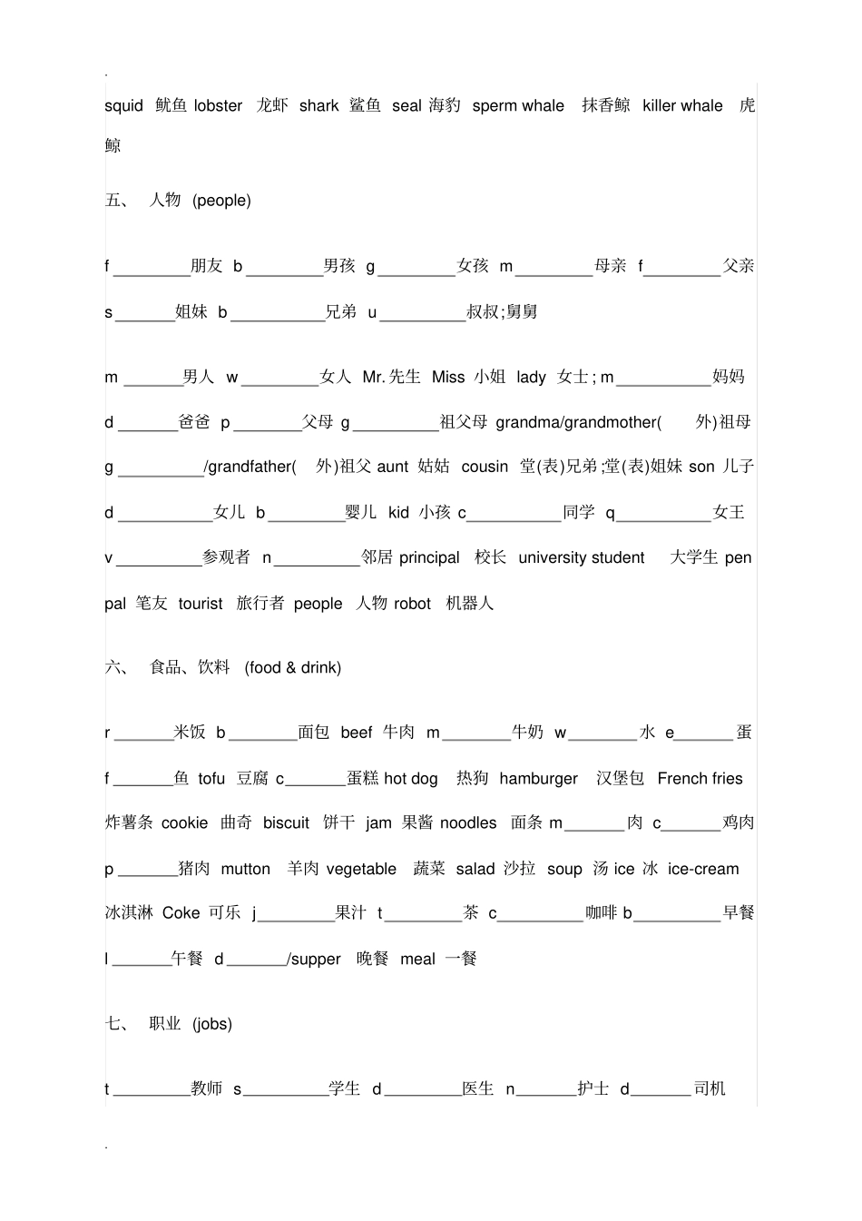 常用英语单词分类大全_第2页