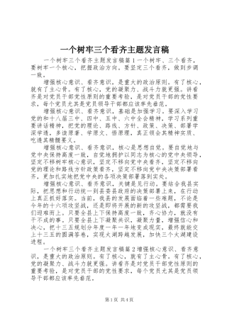 一个树牢三个看齐主题发言