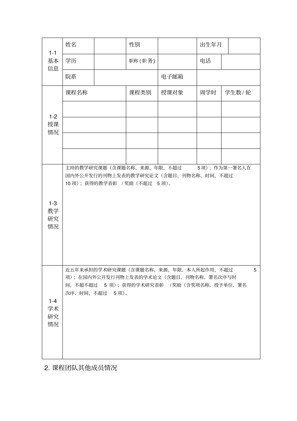 厦门大学在线开放课程建设项目申报书_第2页