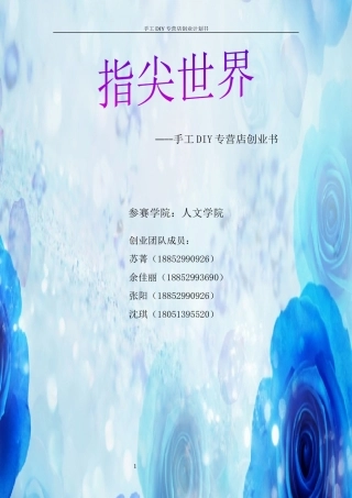 手工DIY专营店创业计划书