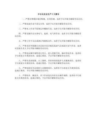 中石化安全生产十大禁令