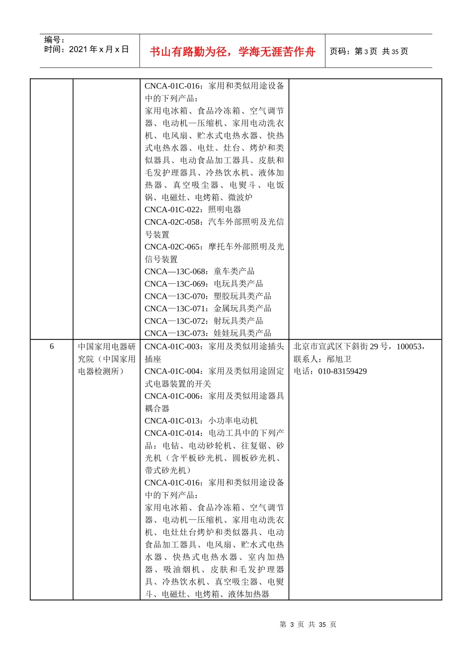 承担强制性产品认证检测任务的实验室及其业务范围_第3页