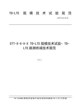 TD-LTE规模技术试验-路测终端技术规范 V01