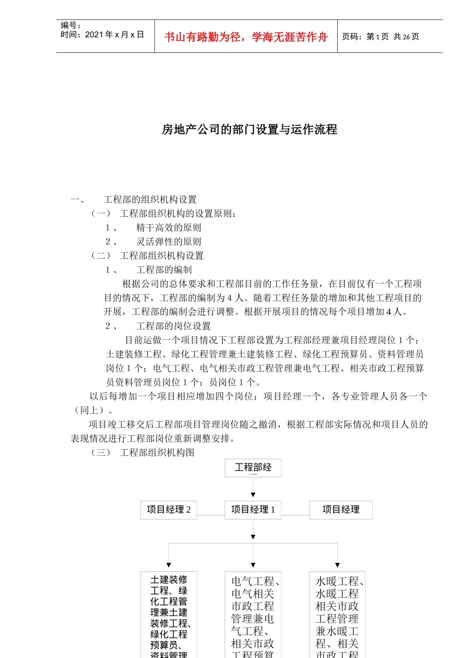 房地产公司的部门设置与运作流程(1)_第1页