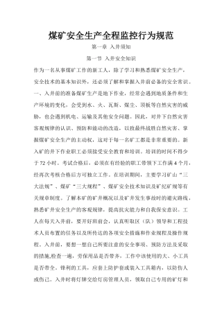煤矿安全生产全程监控行为规范