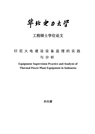 印尼火电建设设备监理的实践与分析-孙沅鋆