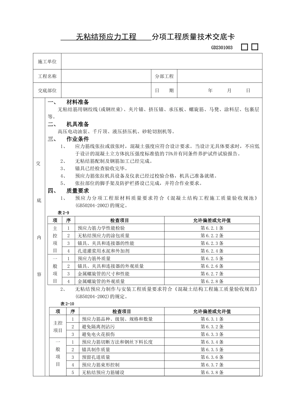 施工技术交底08无粘结预应力工程_第1页