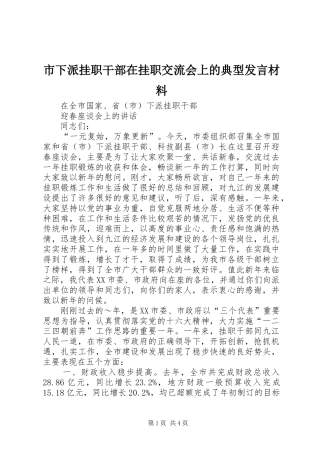 市下派挂职干部在挂职交流会上的典型发言材料提纲范文