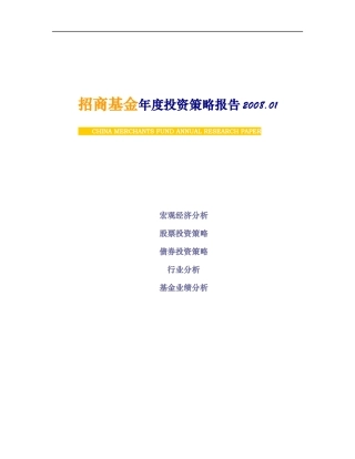 招商基金投资策略报告书