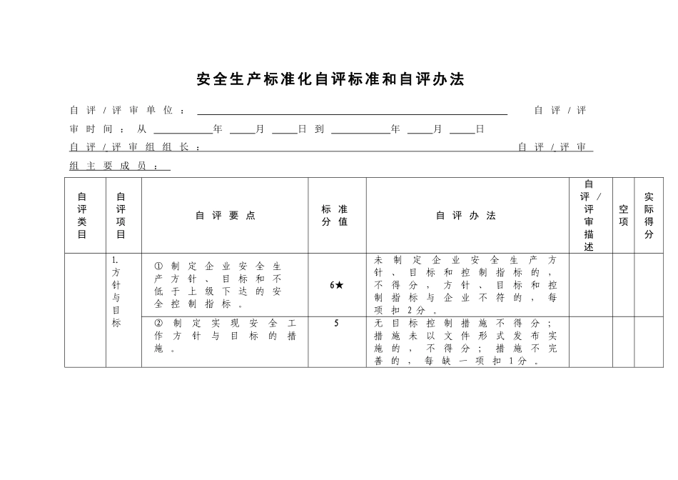 安全生产标准化自评标准和自评办法(50页)_第1页