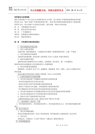 投资策划与经营策略