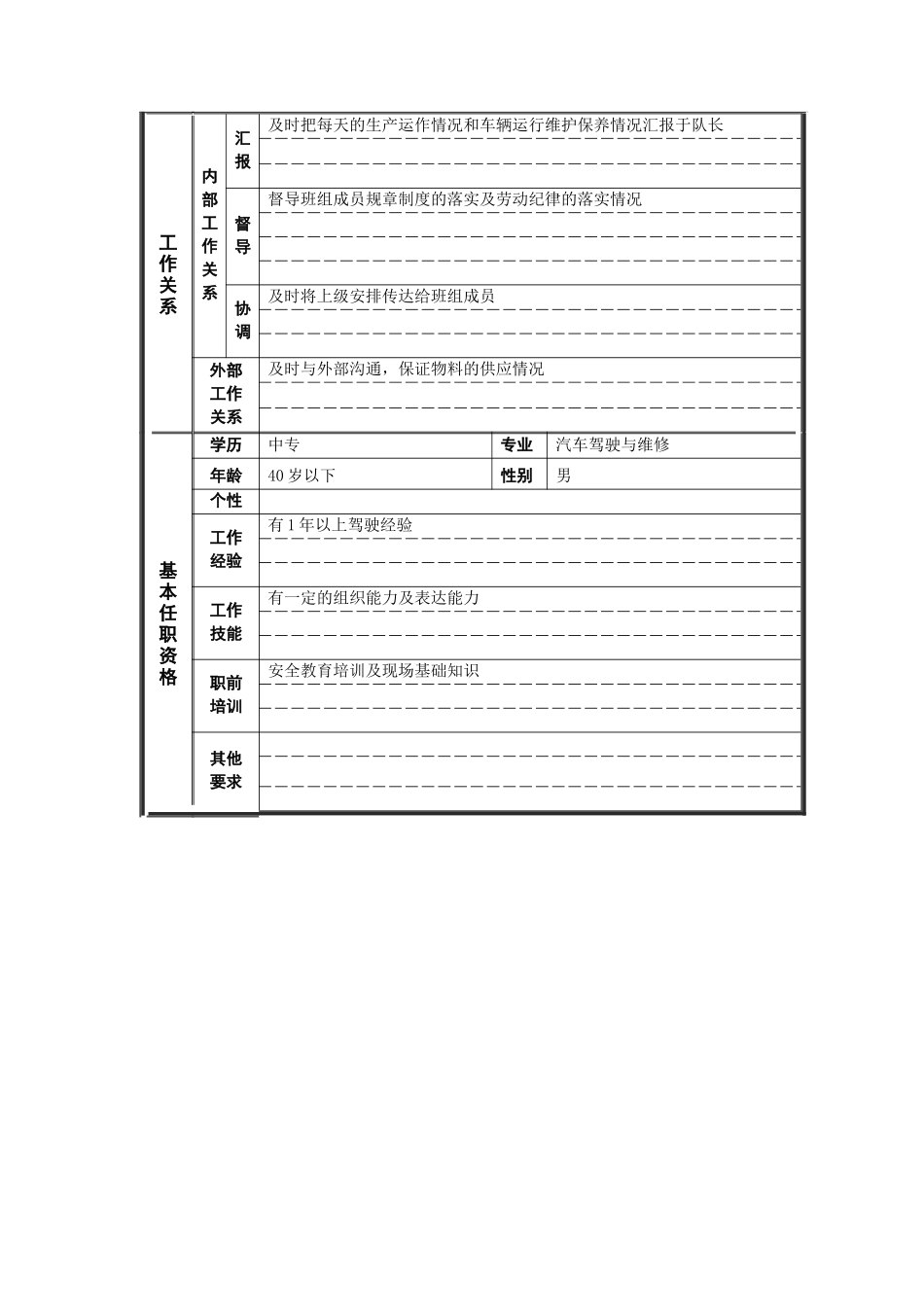 德龙钢铁-生产科车队班长职位说明书_第2页