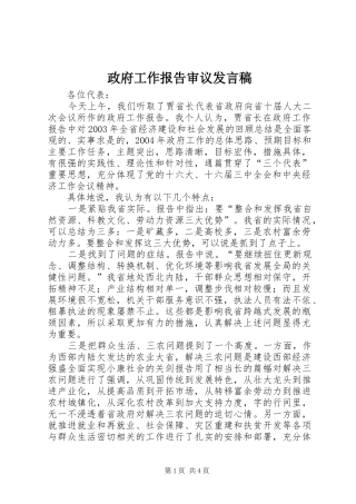 政府工作报告审议发言