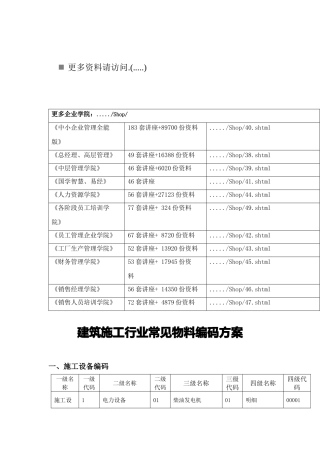 试议建筑施工行业常见物料编码方案