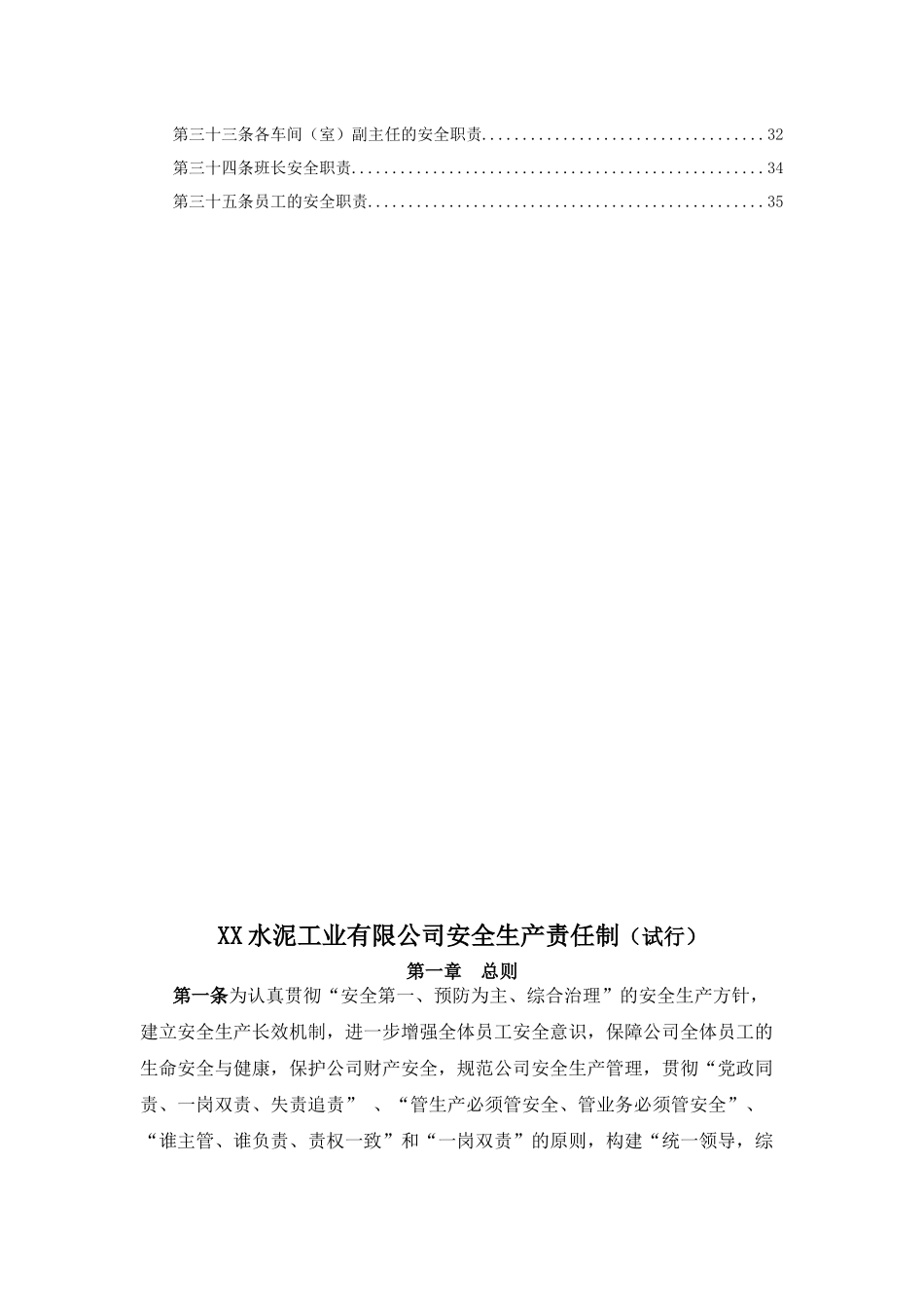 XX水泥工业有限公司安全生产责任制_第3页