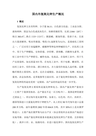 国内外氢氧化钾生产概况