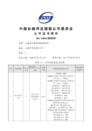 ISOIEC17020认可证书中国合格评定国家认可委员