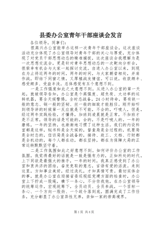 县委办公室青年干部座谈会发言稿 (2)