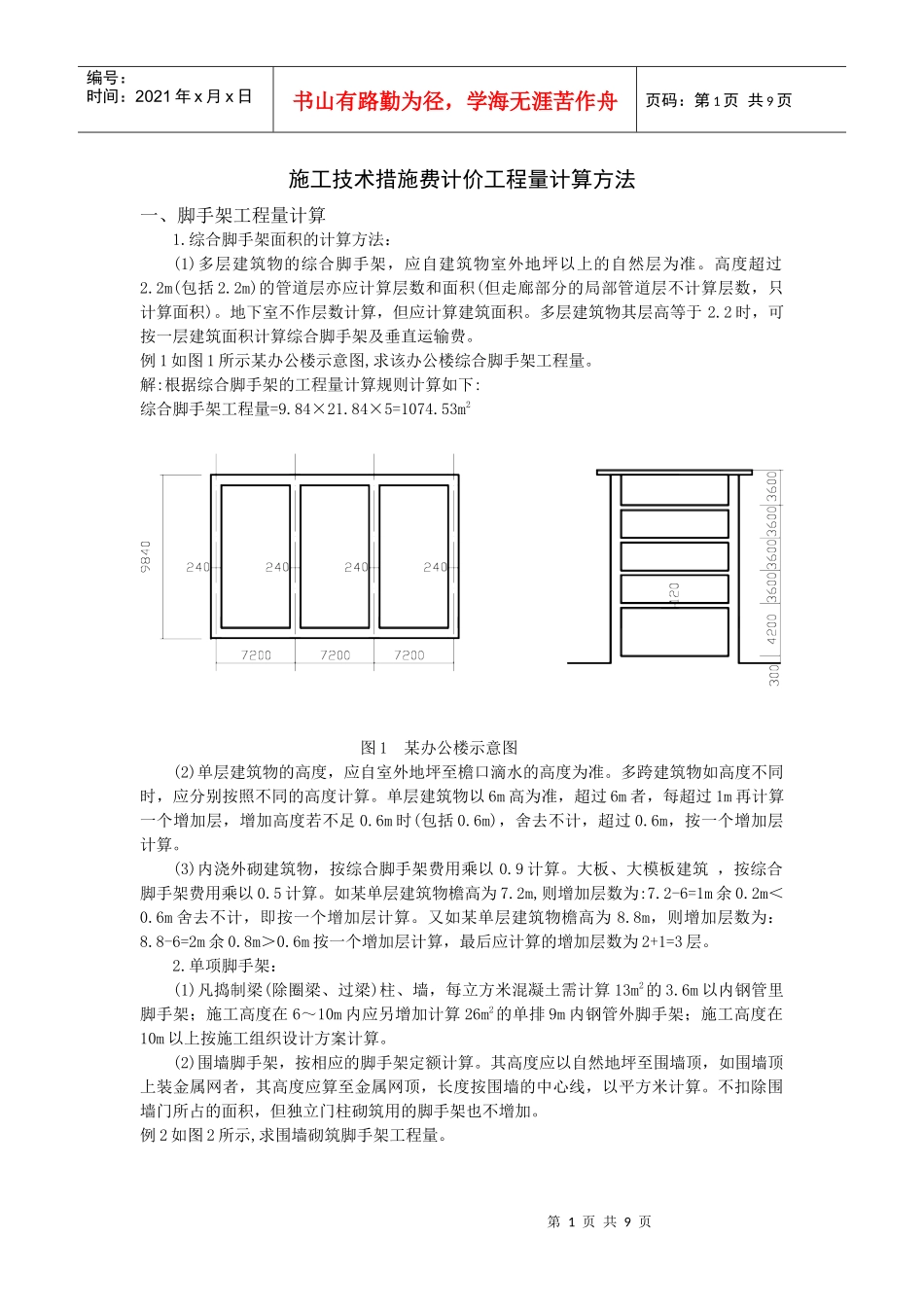 措施项目工程量计算方法_第1页