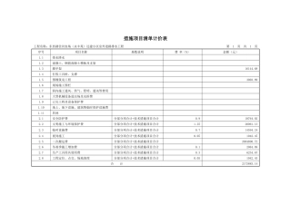 措施项目清单计价表