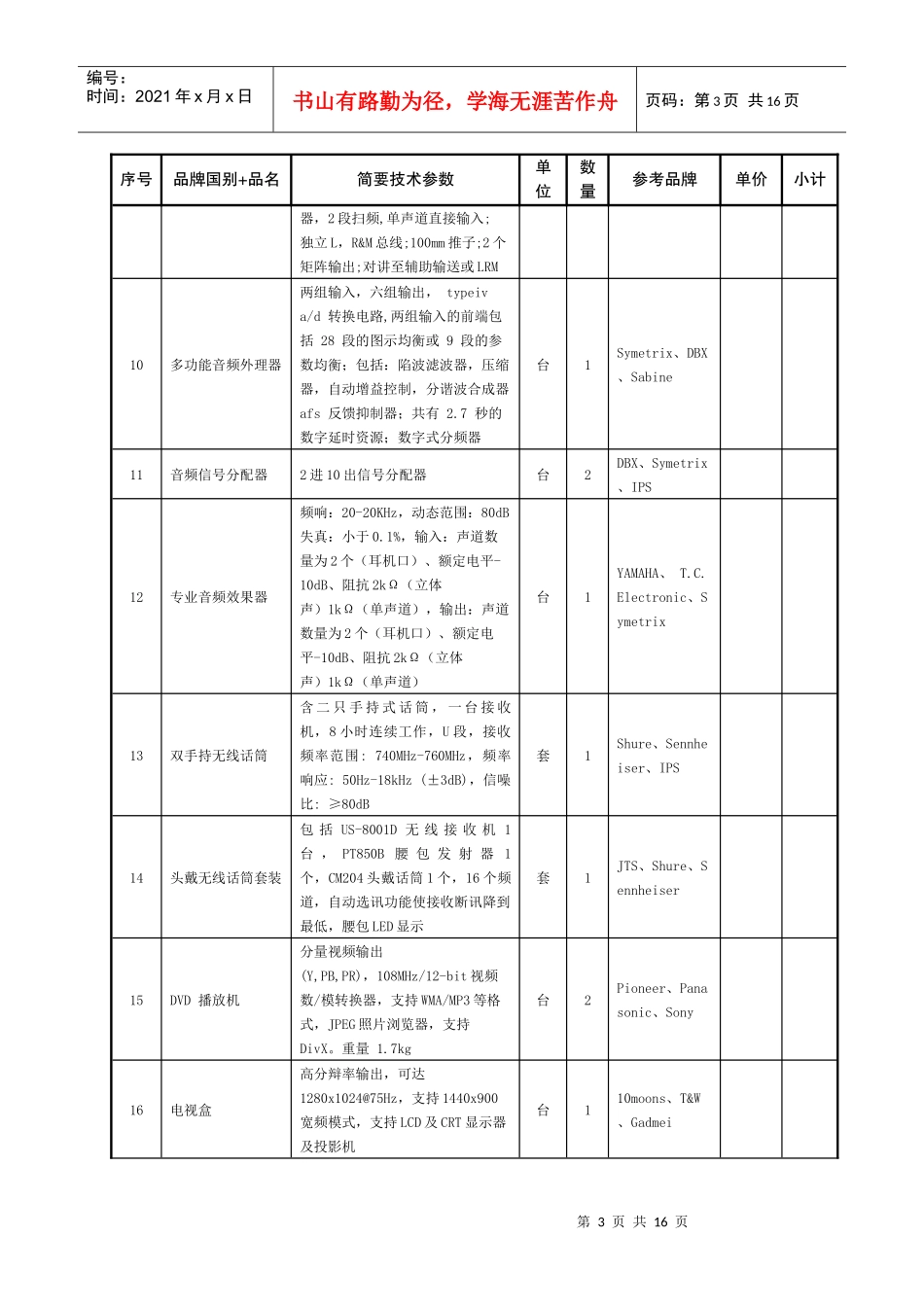 政府大楼会议音响及投影系统招标书_第3页