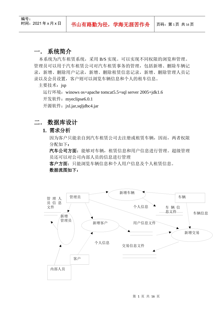 数据库课程设计报告(汽车租赁管理系统)_第1页
