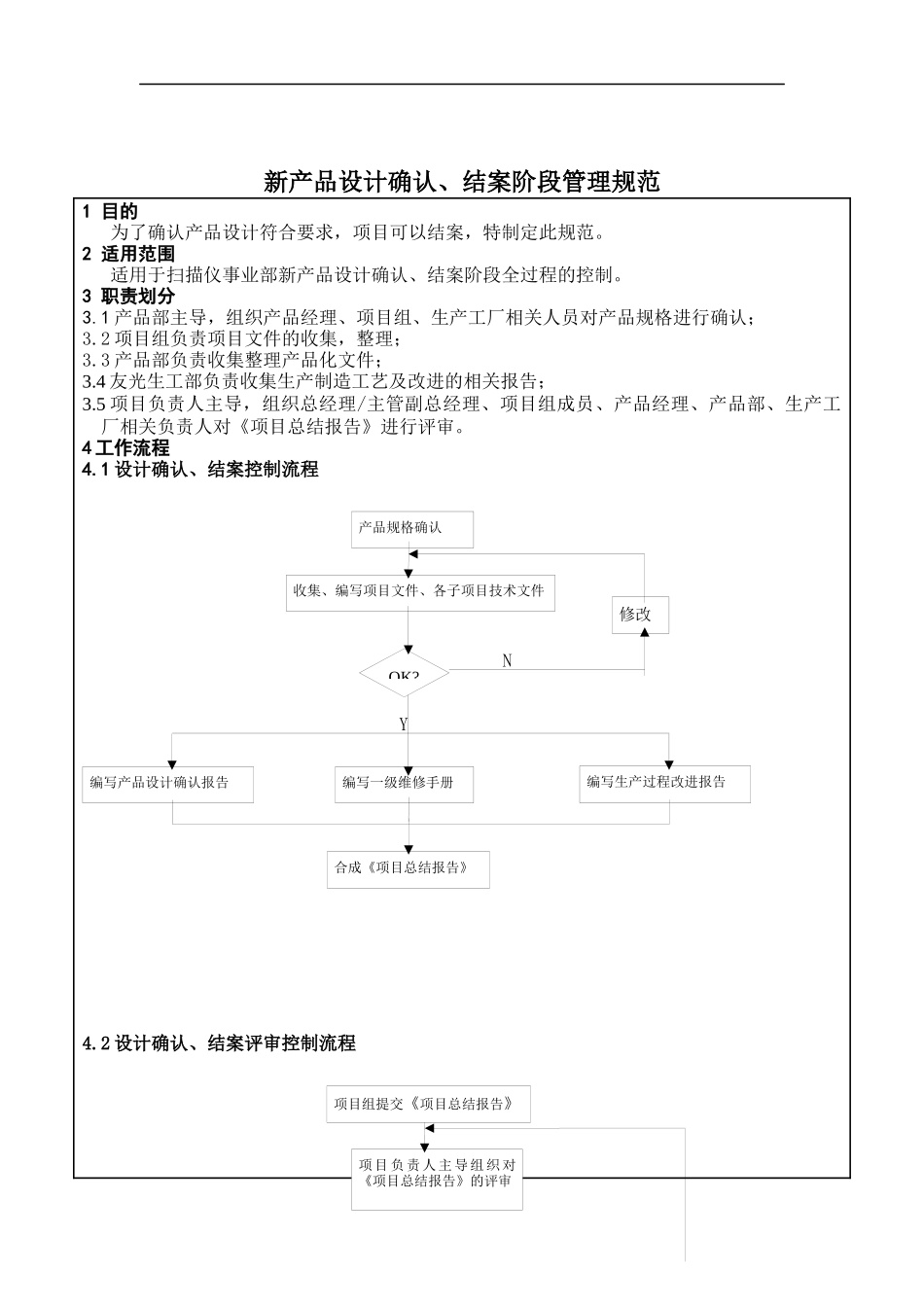 新产品设计确认、结案阶段管理规范_第1页