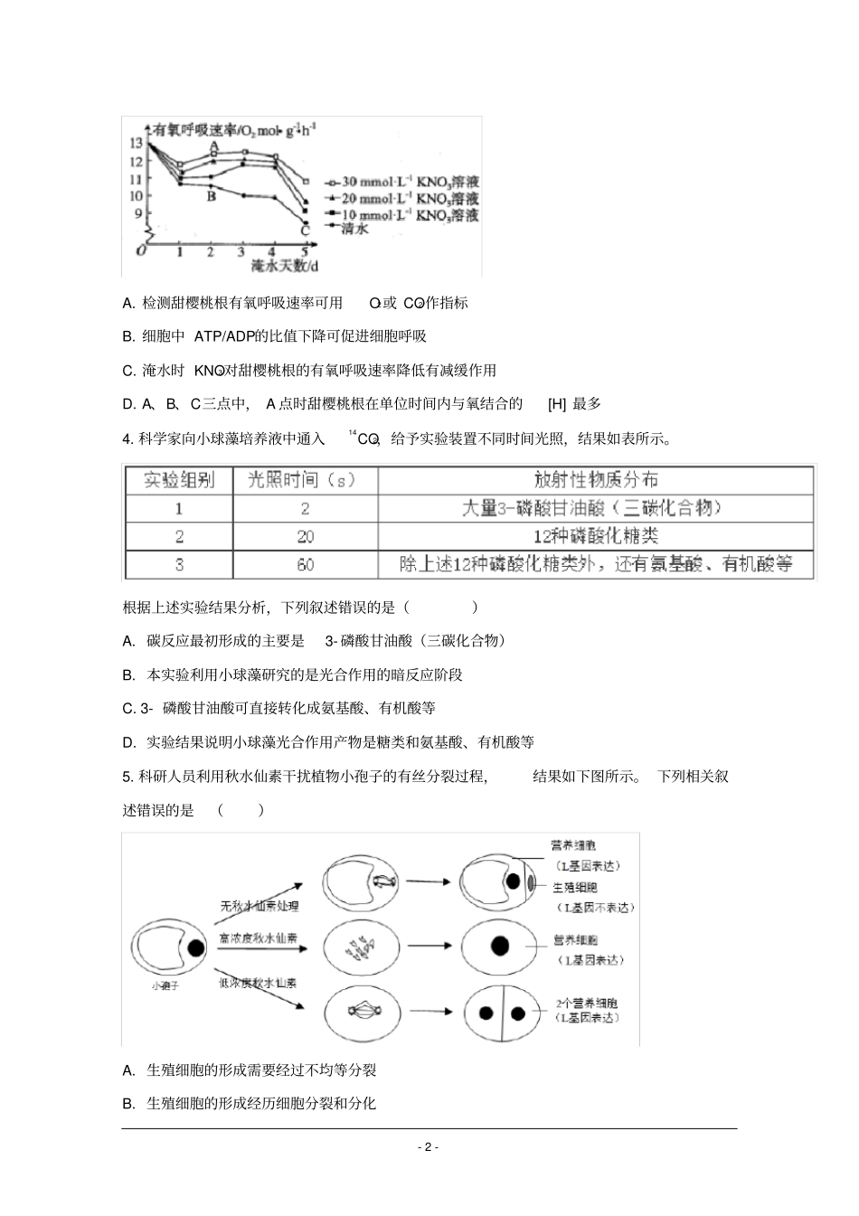 山东省济宁市第一中学2020届高三下学期二轮质量检测生物试题+Word版含答案_第2页