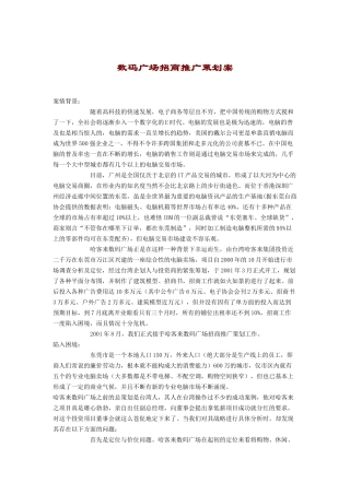 数码广场招商推广策划方案概述