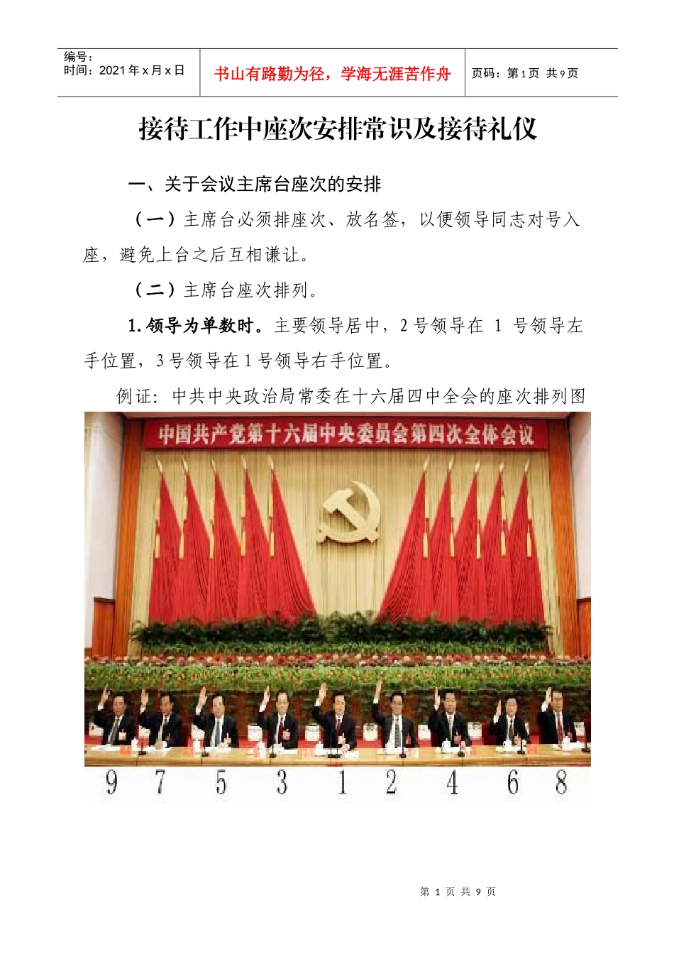 接待工作中座次安排常识及接待礼仪尹_第1页