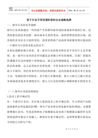 新兴行业竞争战略管理概述