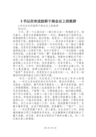 X书记在欢送挂职干部会议上的演讲致辞