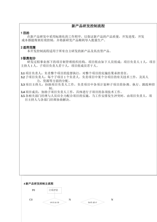 新产品研发控制流程概述