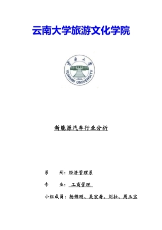 新能源汽车行业分析报告