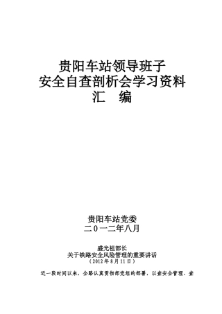 火车站领导班子安全自查剖析会学习资料汇编