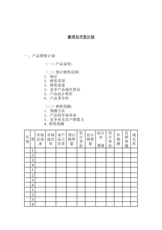 新项目开发计划（DOC 10页）