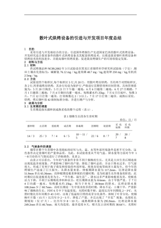 散叶式烘烤设备的引进与开发项目年度报告
