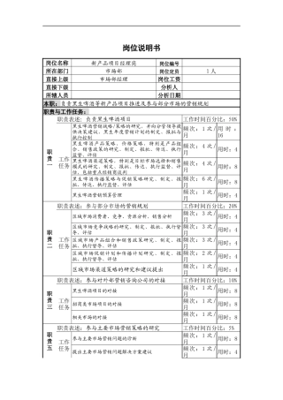 新产品项目经理岗
