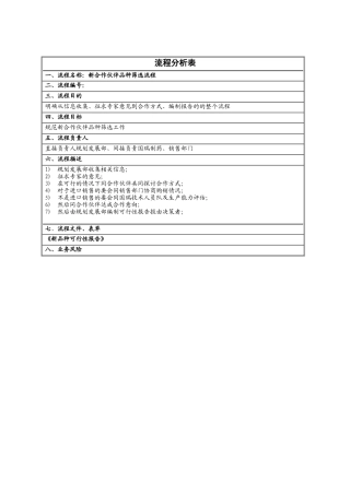 新合作伙伴品种筛选流程