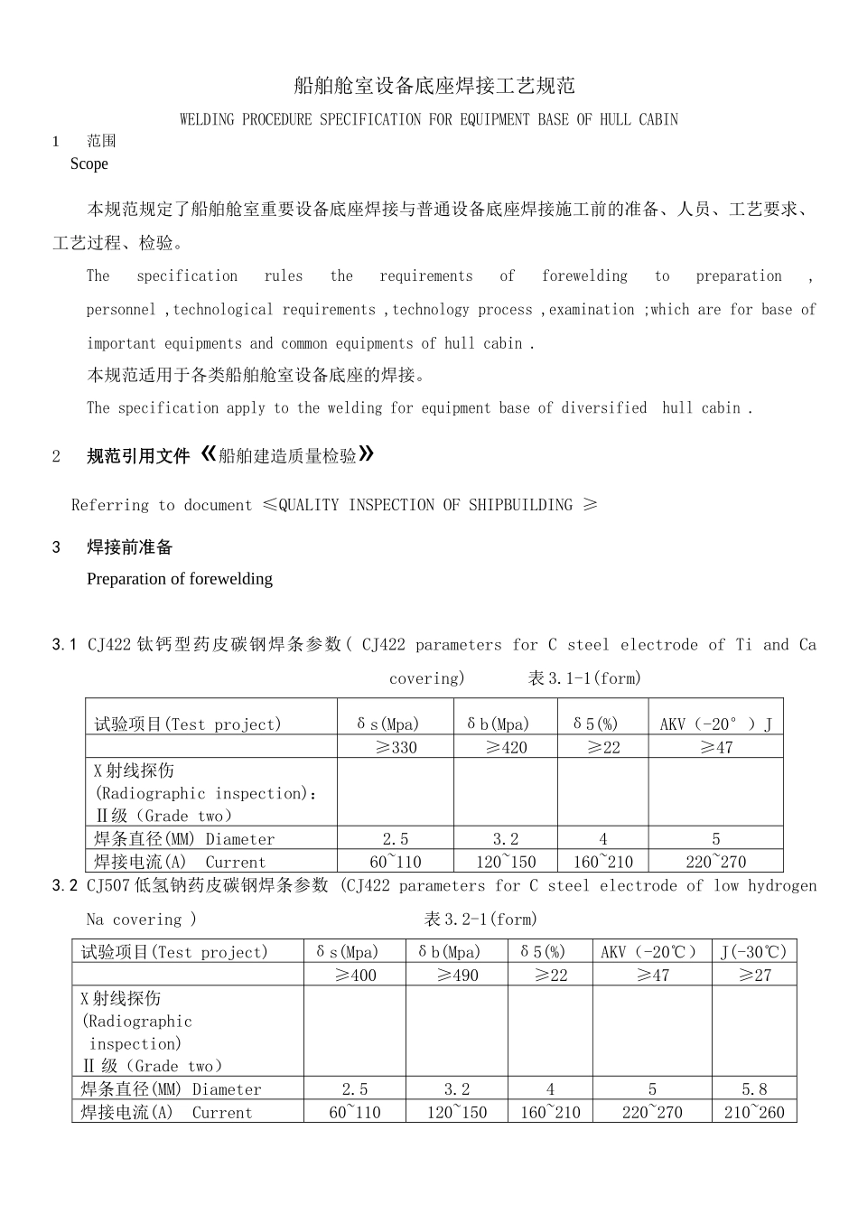 船舶舱室设备底座焊接工艺规范_第1页