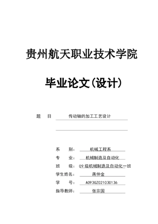 传动轴的加工工艺分析文档