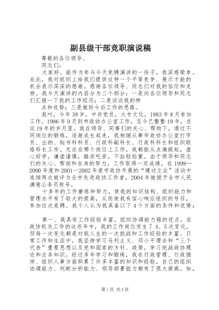 副县级干部竞职演说