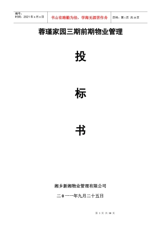 新湘前期物业管理投标书