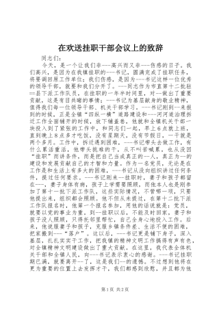 在欢送挂职干部会议上的演讲致辞