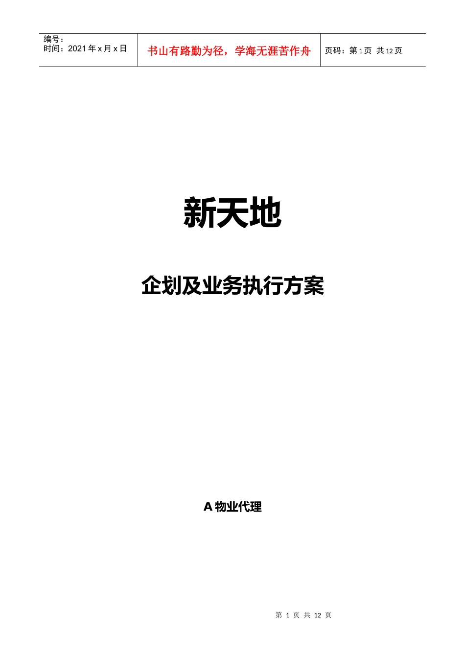 新天地企划及业务执行方案_第1页
